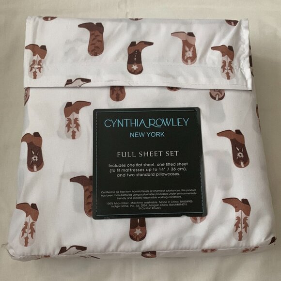 CYNTHIA ROWLEY Boogie Cowboy Boots Full Sized Bed Sheets - Picture 4 of 5